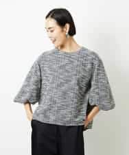 F6BDD02230 MICHEL KLEIN(小さいサイズ)(メゾン ドゥ サンク) [小さいサイズ]ツィードライクプルオーバー グレー