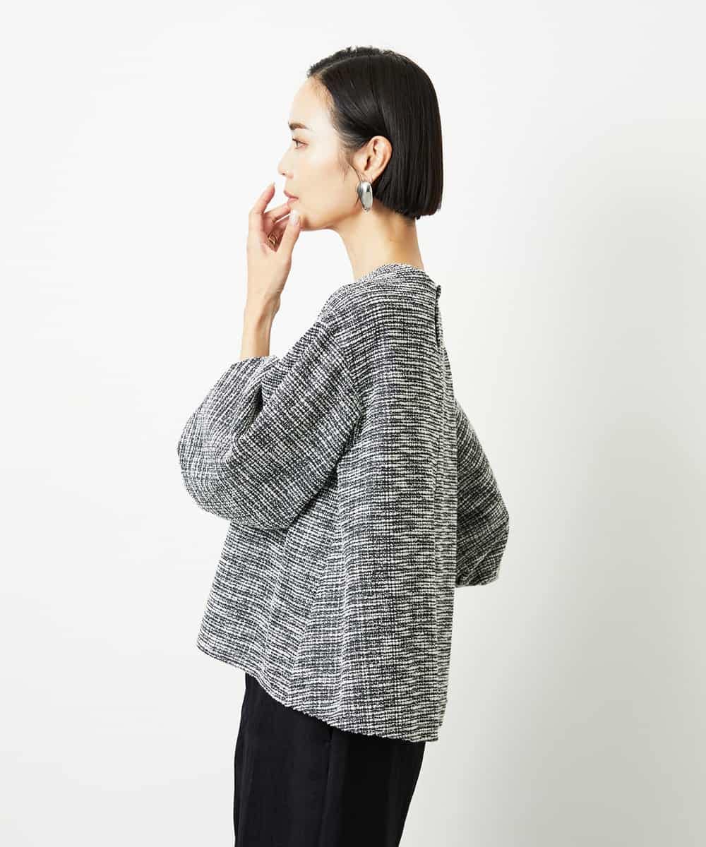 F6BDD02230 MICHEL KLEIN(小さいサイズ)(メゾン ドゥ サンク) [小さいサイズ]ツィードライクプルオーバー グレー