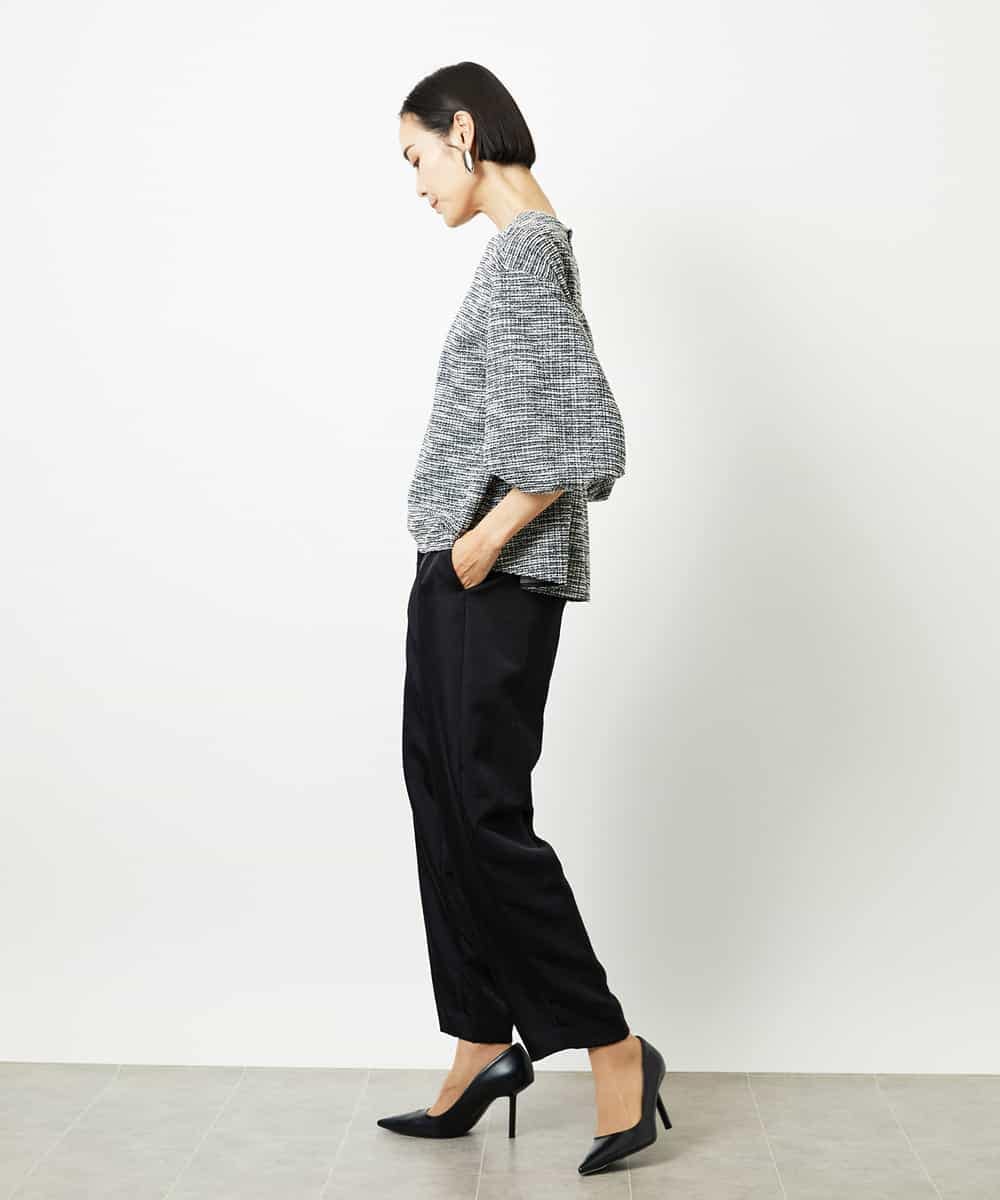 F6BDD02230 MICHEL KLEIN(小さいサイズ)(メゾン ドゥ サンク) [小さいサイズ]ツィードライクプルオーバー グレー