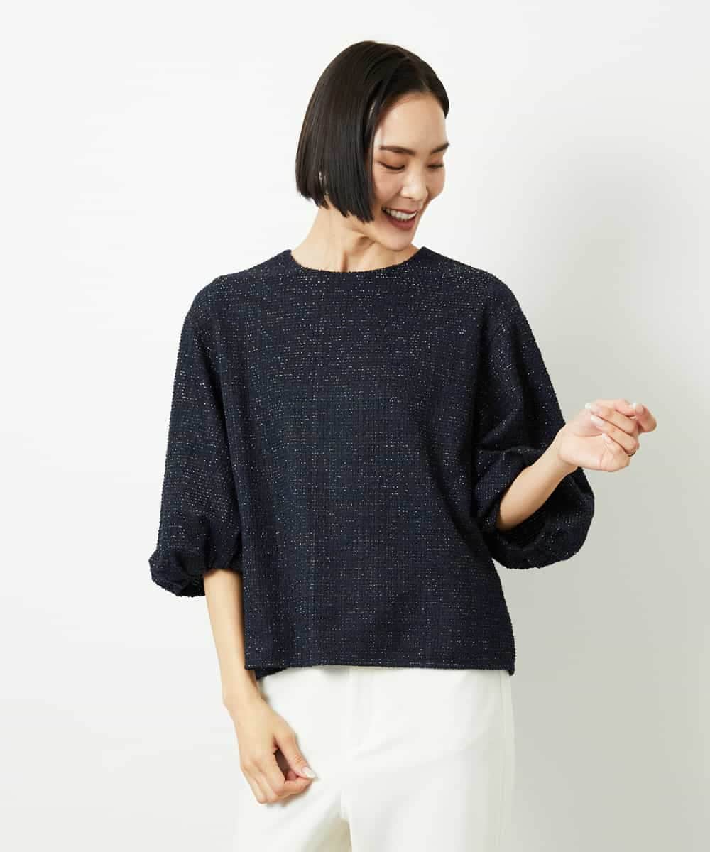 F6BDD02230 MICHEL KLEIN(小さいサイズ)(メゾン ドゥ サンク) [小さいサイズ]ツィードライクプルオーバー グレー