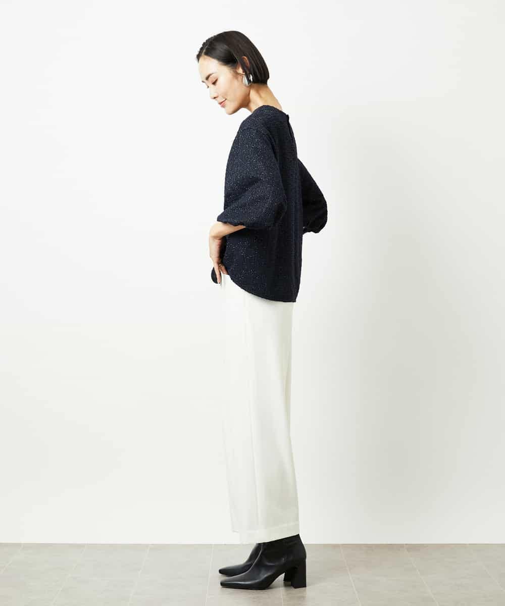 F6BDD02230 MICHEL KLEIN(小さいサイズ)(メゾン ドゥ サンク) [小さいサイズ]ツィードライクプルオーバー グレー