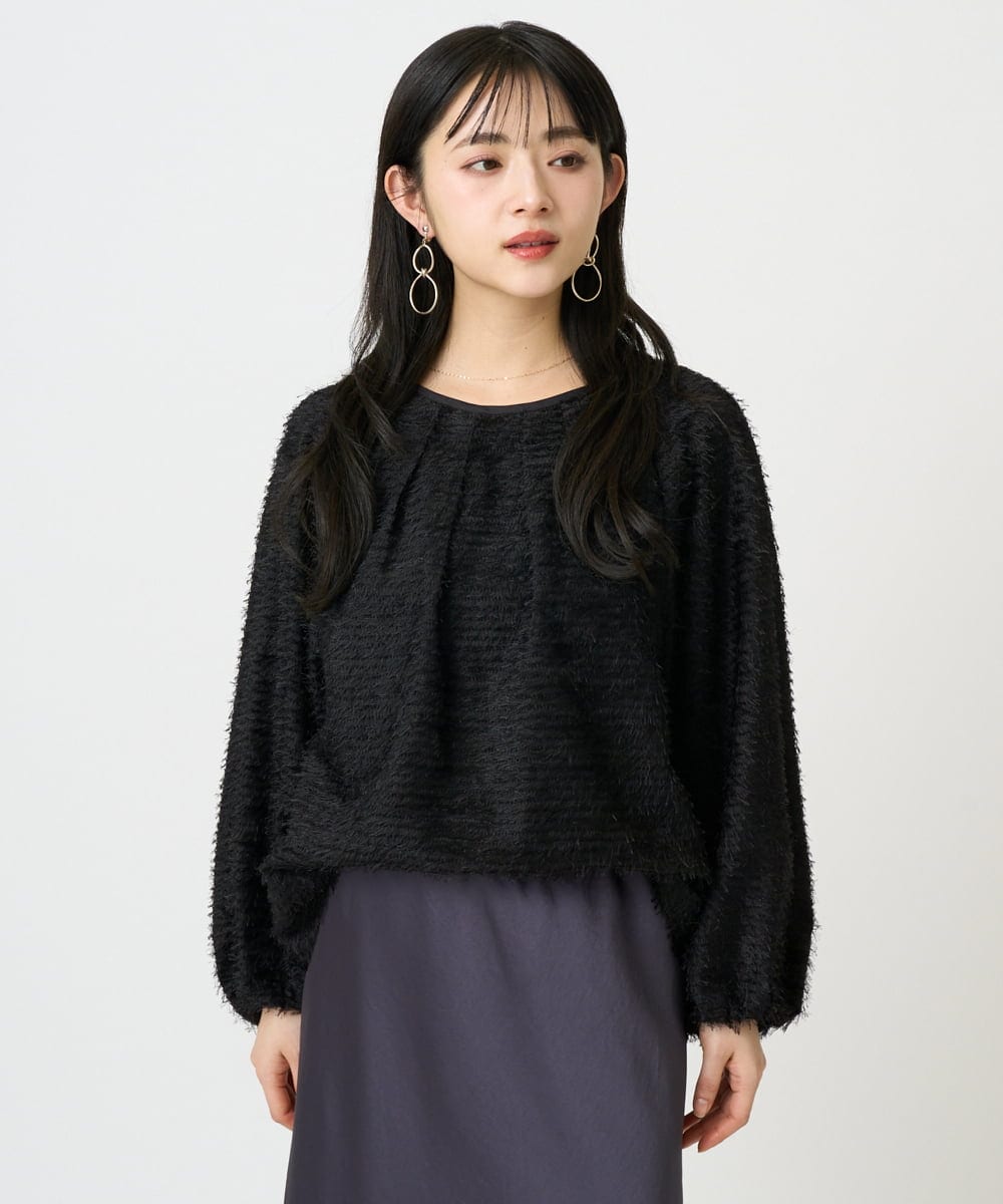 F6BDD03220 MICHEL KLEIN(小さいサイズ)(メゾン ドゥ サンク) [小さいサイズ][セットアップ対応]袖ボリュームブラウス ブラック