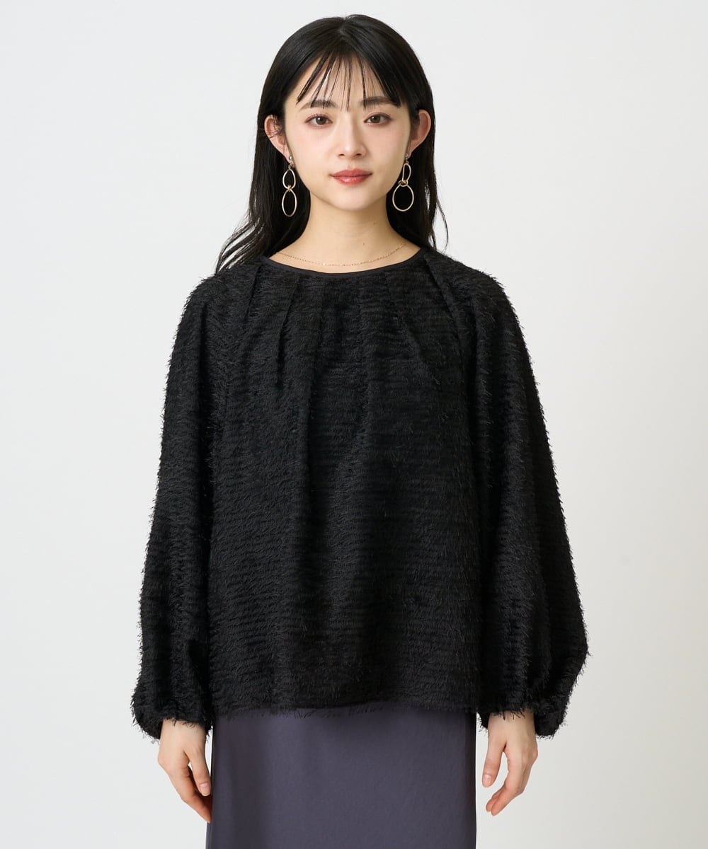 F6BDD03220 MICHEL KLEIN(小さいサイズ)(メゾン ドゥ サンク) [小さいサイズ][セットアップ対応]袖ボリュームブラウス ブラック