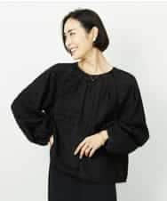 F6BDD03220 MICHEL KLEIN(小さいサイズ)(メゾン ドゥ サンク) [小さいサイズ][セットアップ対応]袖ボリュームブラウス ブラック