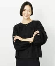 F6BDD03220 MICHEL KLEIN(小さいサイズ)(メゾン ドゥ サンク) [小さいサイズ][セットアップ対応]袖ボリュームブラウス ブラック