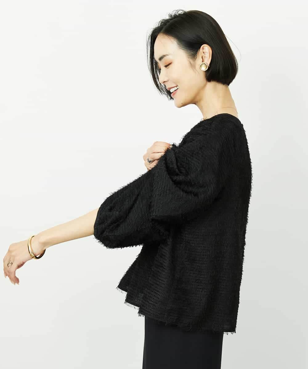 F6BDD03220 MICHEL KLEIN(小さいサイズ)(メゾン ドゥ サンク) [小さいサイズ][セットアップ対応]袖ボリュームブラウス ブラック