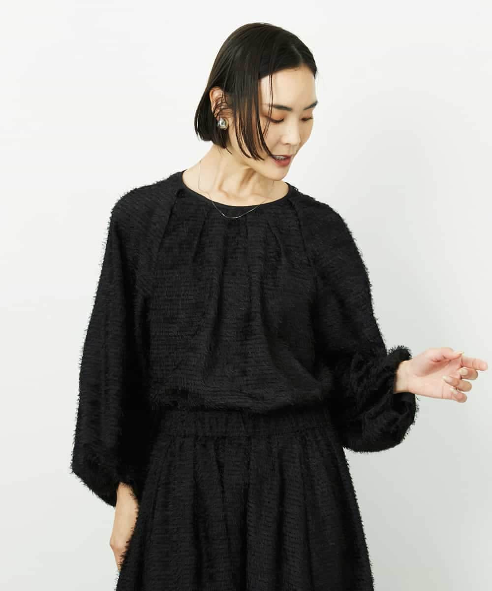 F6BDD03220 MICHEL KLEIN(小さいサイズ)(メゾン ドゥ サンク) [小さいサイズ][セットアップ対応]袖ボリュームブラウス ブラック