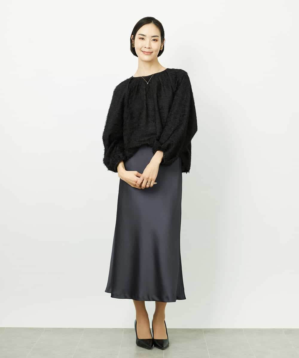 F6BDD03220 MICHEL KLEIN(小さいサイズ)(メゾン ドゥ サンク) [小さいサイズ][セットアップ対応]袖ボリュームブラウス ブラック