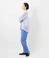 F6BDD05250 MICHEL KLEIN(小さいサイズ)(メゾン ドゥ サンク) [小さいサイズ]テンセルドビー細ボウタイブラウス ライトブルー