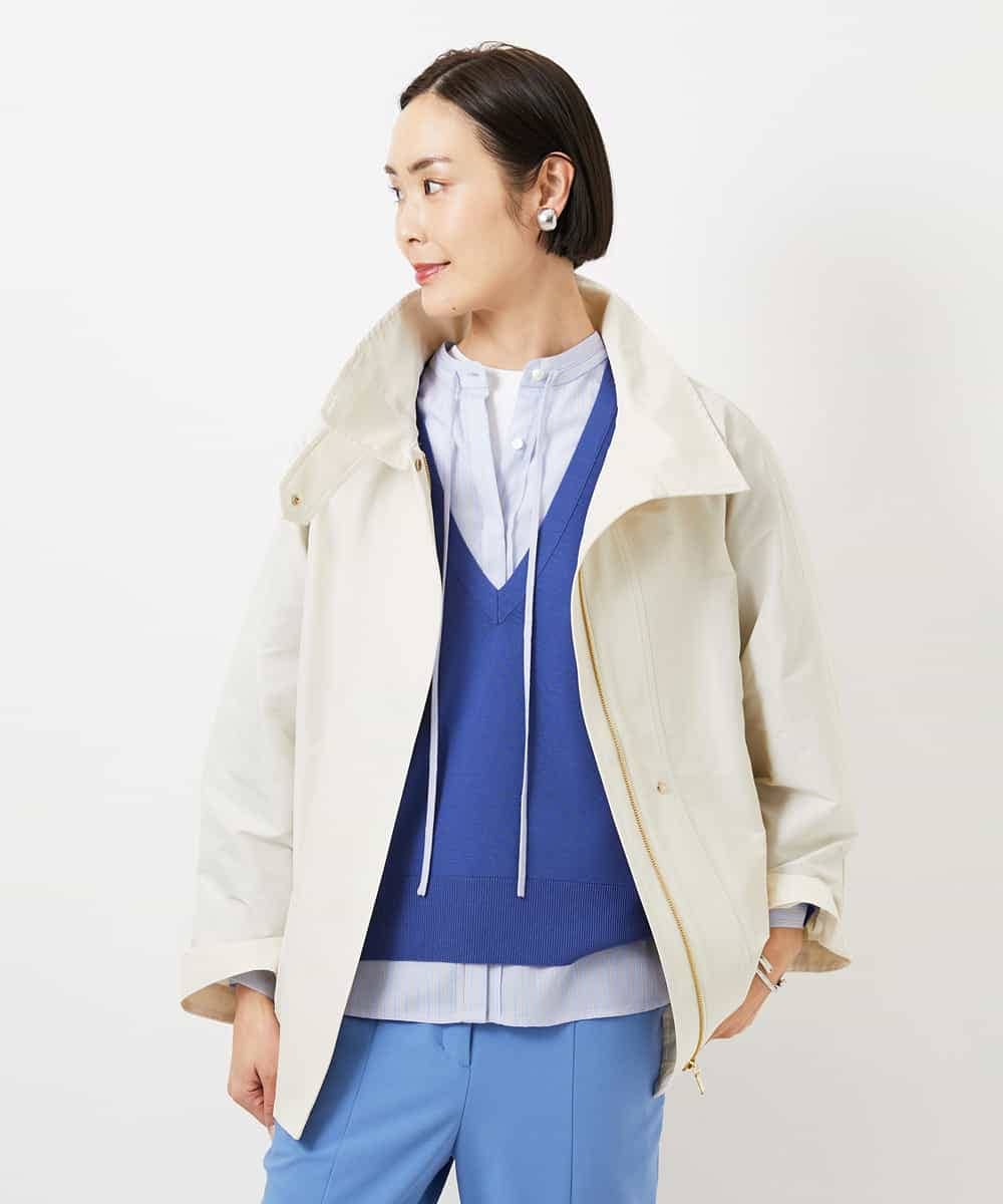 F6BDD05250 MICHEL KLEIN(小さいサイズ)(メゾン ドゥ サンク) [小さいサイズ]テンセルドビー細ボウタイブラウス ライトブルー