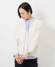 F6BDD05250 MICHEL KLEIN(小さいサイズ)(メゾン ドゥ サンク) [小さいサイズ]テンセルドビー細ボウタイブラウス ライトブルー