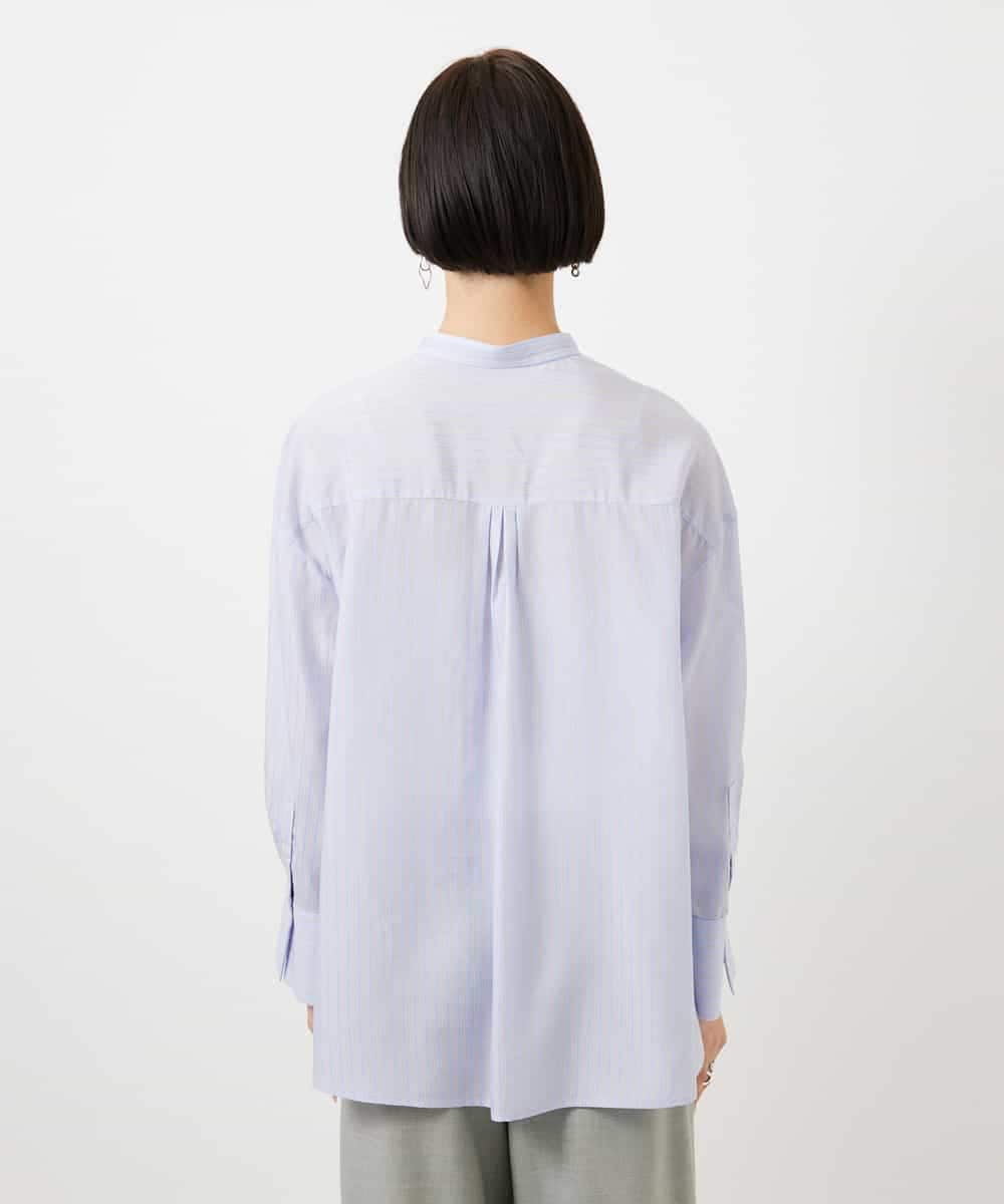 F6BDD05250 MICHEL KLEIN(小さいサイズ)(メゾン ドゥ サンク) [小さいサイズ]テンセルドビー細ボウタイブラウス ライトブルー