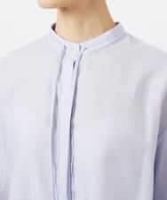 F6BDD05250 MICHEL KLEIN(小さいサイズ)(メゾン ドゥ サンク) [小さいサイズ]テンセルドビー細ボウタイブラウス ライトブルー