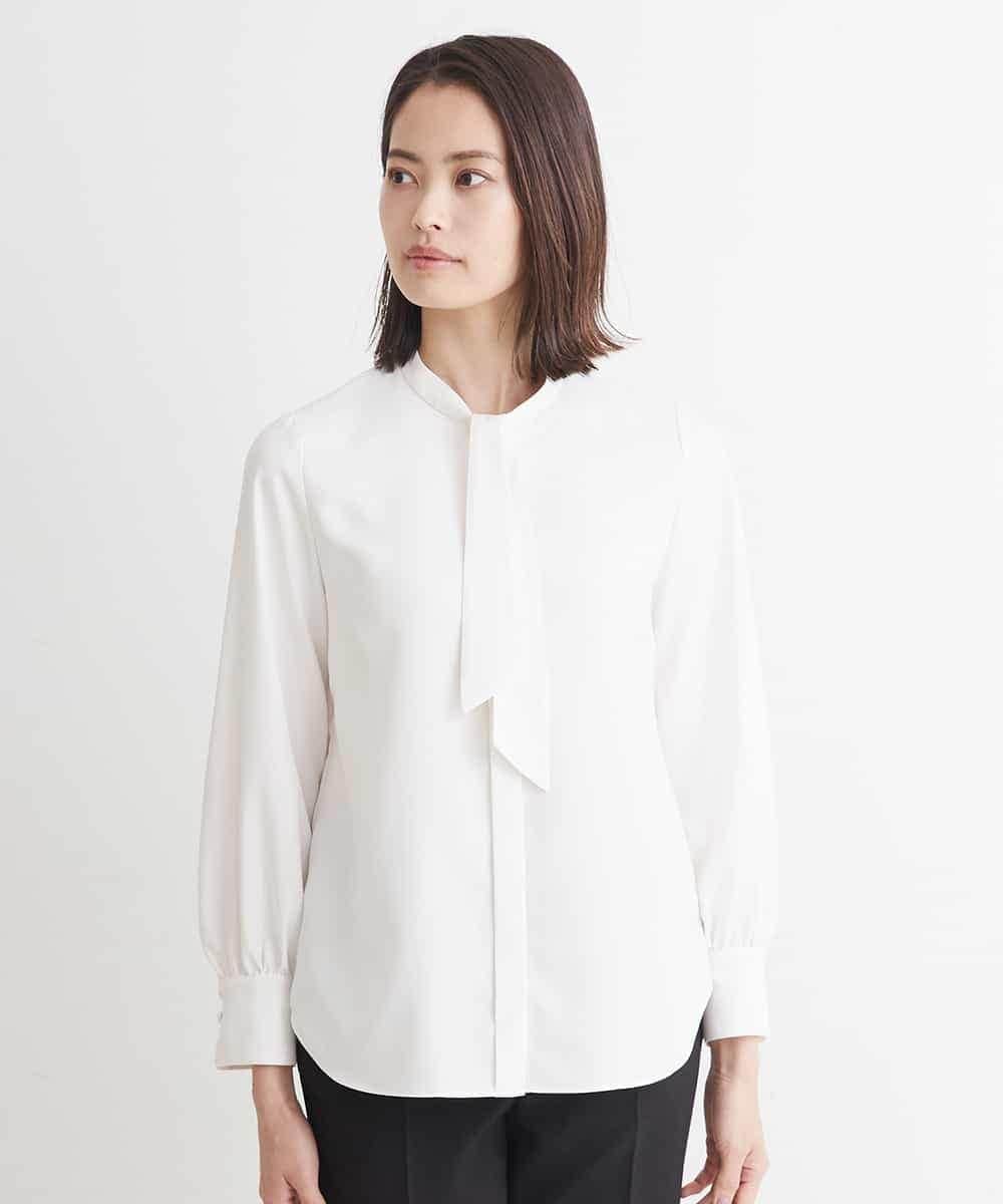 洗える バックサテンボウタイブラウス 小さいサイズ ブラウス シャツ Michel Klein 小さいサイズ メゾン ドゥ サンク イトキンオンラインストア