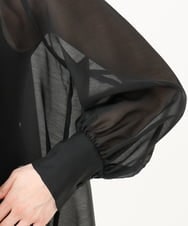 F6BGA02260 MICHEL KLEIN(小さいサイズ)(メゾン ドゥ サンク) [小さいサイズ]ボリュームスリーブシアーブラウス ピンク
