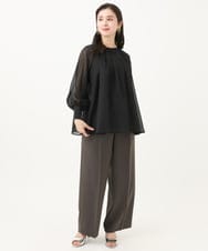 F6BGA02260 MICHEL KLEIN(小さいサイズ)(メゾン ドゥ サンク) [小さいサイズ]ボリュームスリーブシアーブラウス ピンク
