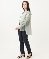 F6BGA04190 MICHEL KLEIN(小さいサイズ)(メゾン ドゥ サンク) [小さいサイズ]シアーボリュームスリーブブラウス グリーン