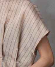 F6BGA05210 MICHEL KLEIN(小さいサイズ)(メゾン ドゥ サンク) [小さいサイズ]ストライプ柄デザインタックブラウス オレンジ