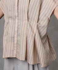 F6BGA05210 MICHEL KLEIN(小さいサイズ)(メゾン ドゥ サンク) [小さいサイズ]ストライプ柄デザインタックブラウス オレンジ