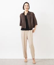 F6BGA06270 MICHEL KLEIN(小さいサイズ)(メゾン ドゥ サンク) [小さいサイズ]ボックスシルエットハーフスリーブシアーシャツ ブラウン