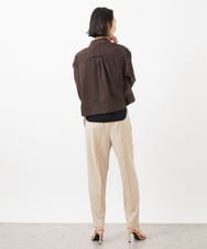 F6BGA06270 MICHEL KLEIN(小さいサイズ)(メゾン ドゥ サンク) [小さいサイズ]ボックスシルエットハーフスリーブシアーシャツ ブラウン