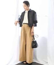 F6BGA06270 MICHEL KLEIN(小さいサイズ)(メゾン ドゥ サンク) [小さいサイズ]ボックスシルエットハーフスリーブシアーシャツ ブラウン
