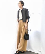 F6BGA06270 MICHEL KLEIN(小さいサイズ)(メゾン ドゥ サンク) [小さいサイズ]ボックスシルエットハーフスリーブシアーシャツ ブラウン