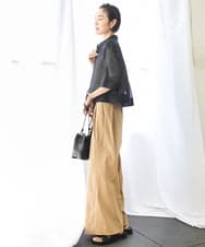 F6BGA06270 MICHEL KLEIN(小さいサイズ)(メゾン ドゥ サンク) [小さいサイズ]ボックスシルエットハーフスリーブシアーシャツ ブラウン