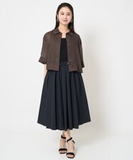 F6BGA06270 MICHEL KLEIN(小さいサイズ)(メゾン ドゥ サンク) [小さいサイズ]ボックスシルエットハーフスリーブシアーシャツ ブラウン