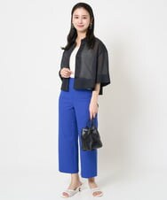 F6BGA06270 MICHEL KLEIN(小さいサイズ)(メゾン ドゥ サンク) [小さいサイズ]ボックスシルエットハーフスリーブシアーシャツ ブラウン