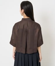 F6BGA06270 MICHEL KLEIN(小さいサイズ)(メゾン ドゥ サンク) [小さいサイズ]ボックスシルエットハーフスリーブシアーシャツ ブラウン