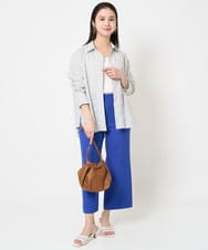 F6BGA08290 MICHEL KLEIN(小さいサイズ)(メゾン ドゥ サンク) [小さいサイズ]ビックシルエットストライプシャツ(セットアップ対応) ライトブルー