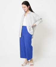 F6BGA08290 MICHEL KLEIN(小さいサイズ)(メゾン ドゥ サンク) [小さいサイズ]ビックシルエットストライプシャツ(セットアップ対応) ライトブルー