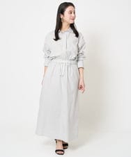 F6BGA08290 MICHEL KLEIN(小さいサイズ)(メゾン ドゥ サンク) [小さいサイズ]ビックシルエットストライプシャツ(セットアップ対応) ライトブルー
