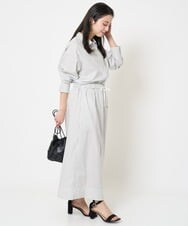 F6BGA08290 MICHEL KLEIN(小さいサイズ)(メゾン ドゥ サンク) [小さいサイズ]ビックシルエットストライプシャツ(セットアップ対応) ライトブルー