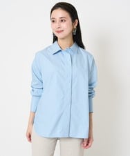 F6BGA08290 MICHEL KLEIN(小さいサイズ)(メゾン ドゥ サンク) [小さいサイズ]ビックシルエットストライプシャツ(セットアップ対応) ライトブルー