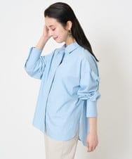 F6BGA08290 MICHEL KLEIN(小さいサイズ)(メゾン ドゥ サンク) [小さいサイズ]ビックシルエットストライプシャツ(セットアップ対応) ライトブルー