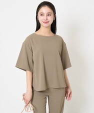 F6BGA12190 MICHEL KLEIN(小さいサイズ)(メゾン ドゥ サンク) [小さいサイズ]クルーネック TEEブラウス(接触冷感/セットアップ対応) カーキ