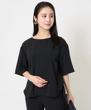 F6BGA12190 MICHEL KLEIN(小さいサイズ)(メゾン ドゥ サンク) [小さいサイズ]クルーネック TEEブラウス(接触冷感/セットアップ対応) ブラック