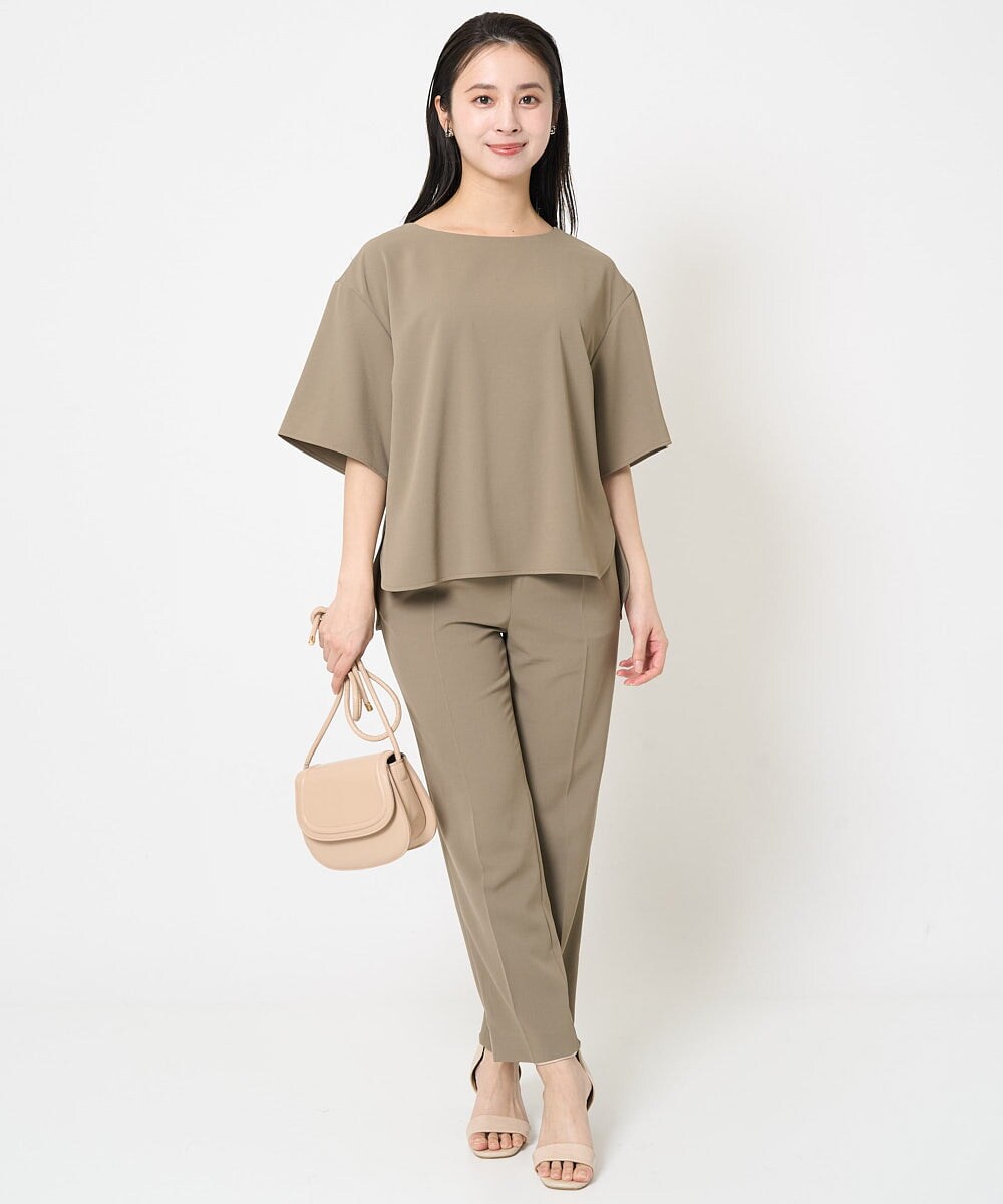 F6BGA12190 MICHEL KLEIN(小さいサイズ)(メゾン ドゥ サンク) [小さいサイズ]クルーネック TEEブラウス(接触冷感/セットアップ対応) ブラック