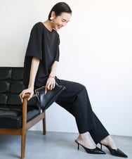F6BGA12190 MICHEL KLEIN(小さいサイズ)(メゾン ドゥ サンク) [小さいサイズ]クルーネック TEEブラウス(接触冷感/セットアップ対応) ブラック