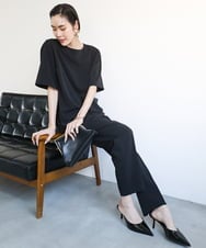 F6BGA12190 MICHEL KLEIN(小さいサイズ)(メゾン ドゥ サンク) [小さいサイズ]クルーネック TEEブラウス(接触冷感/セットアップ対応) ブラック
