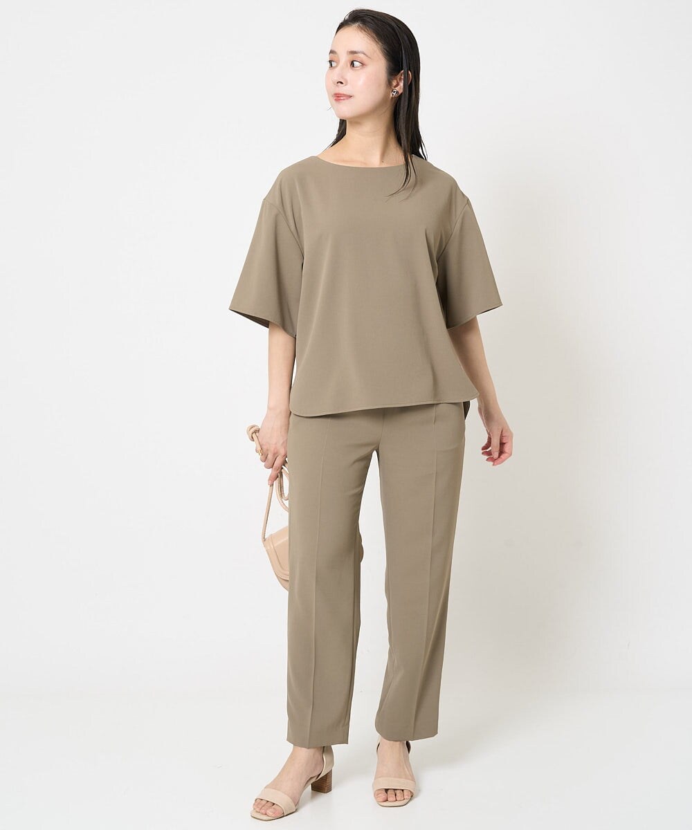 F6BGA12190 MICHEL KLEIN(小さいサイズ)(メゾン ドゥ サンク) [小さいサイズ]クルーネック TEEブラウス(接触冷感/セットアップ対応) ブラック