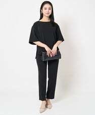F6BGA12190 MICHEL KLEIN(小さいサイズ)(メゾン ドゥ サンク) [小さいサイズ]クルーネック TEEブラウス(接触冷感/セットアップ対応) ブラック