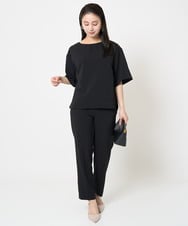 F6BGA12190 MICHEL KLEIN(小さいサイズ)(メゾン ドゥ サンク) [小さいサイズ]クルーネック TEEブラウス(接触冷感/セットアップ対応) ブラック