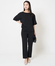 F6BGA12190 MICHEL KLEIN(小さいサイズ)(メゾン ドゥ サンク) [小さいサイズ]クルーネック TEEブラウス(接触冷感/セットアップ対応) ブラック
