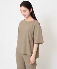 F6BGA12190 MICHEL KLEIN(小さいサイズ)(メゾン ドゥ サンク) [小さいサイズ]クルーネック TEEブラウス(接触冷感/セットアップ対応) ブラック