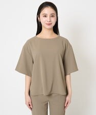 F6BGA12190 MICHEL KLEIN(小さいサイズ)(メゾン ドゥ サンク) [小さいサイズ]クルーネック TEEブラウス(接触冷感/セットアップ対応) ブラック