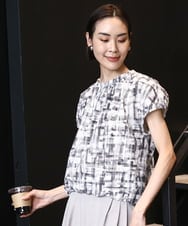 F6BGA17310 MICHEL KLEIN(小さいサイズ)(メゾン ドゥ サンク) [小さいサイズ]かすれチェック柄ノースリーブプルオーバー(セットアップ対応) ブラック