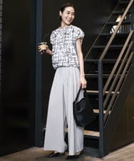 F6BGA17310 MICHEL KLEIN(小さいサイズ)(メゾン ドゥ サンク) [小さいサイズ]かすれチェック柄ノースリーブプルオーバー(セットアップ対応) ブラック